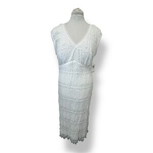 Chris McLaughlin Women's Plus Crochet Lace Midi Dress Bridal Shower White 16